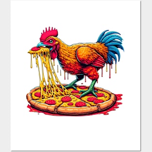 Chicken Pepperoni Pizza T-rex style Posters and Art